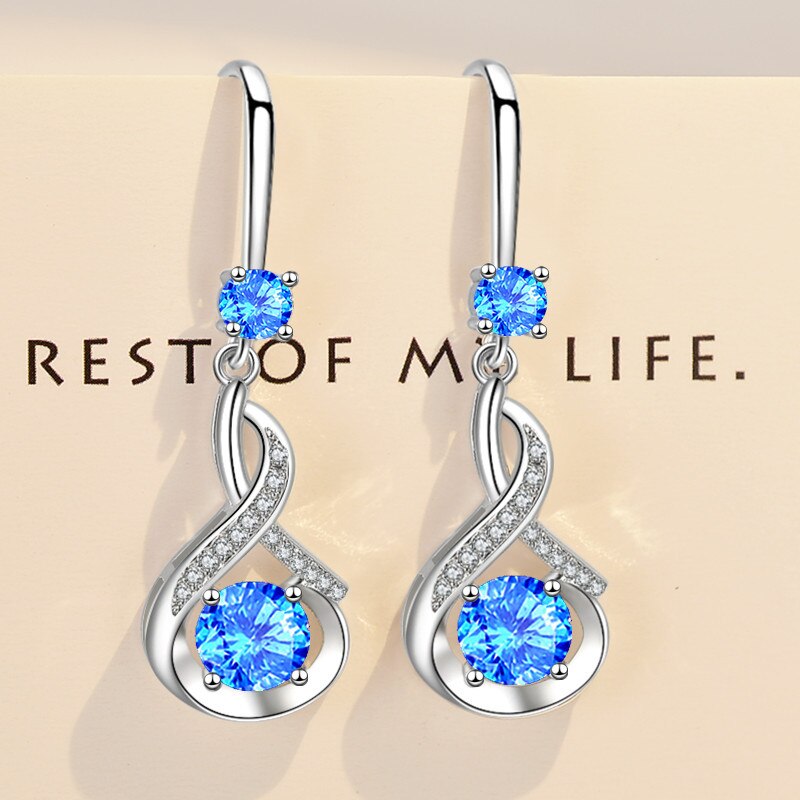 Nehzy S925 Stempel Zilver Vrouw Mode Sieraden Crystal Zircon Hollow Water Haak Type Lange Kwast Oorbellen: 573