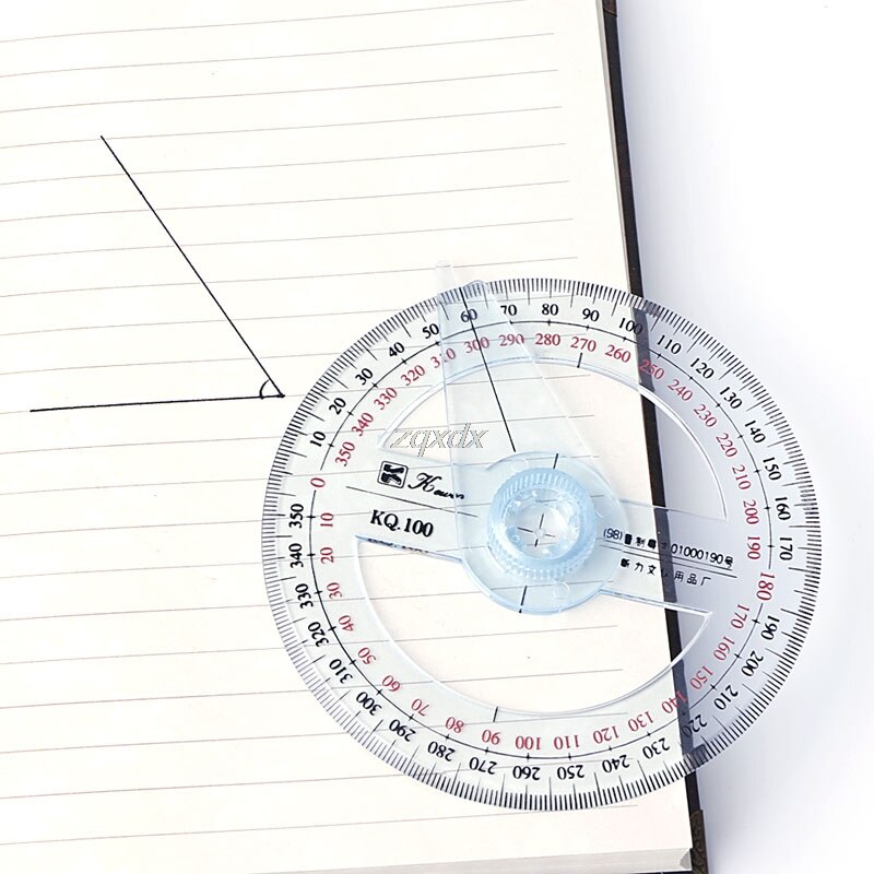 Plastic 360 Degree Protractor Ruler Angle Finder Swing Arm School Office