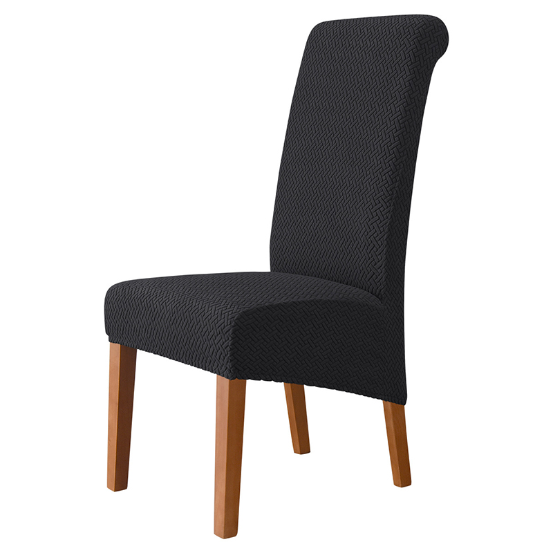 Housse de chaise molletonnée à haut dossier, protection anti-salissure, pour salle à manger, Banquet, mariage, taille XL: Black