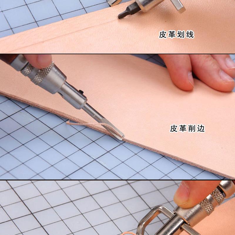 Leather Grooving Tool 5 in 1 Set Pro Leathercraft Adjustable Stitching Groover Crease Leather Tool DIY Handmade Multifunctional
