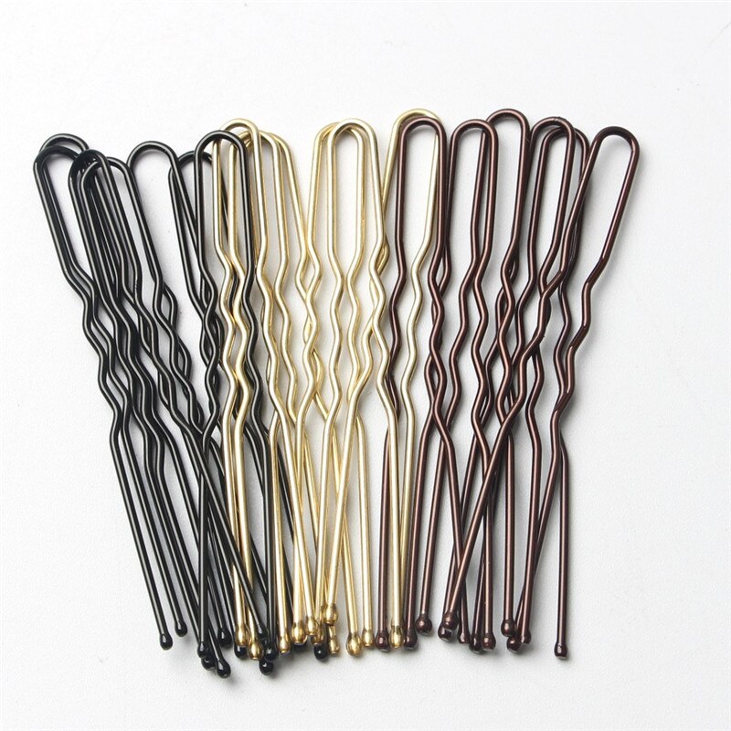 Horquilla básica de Metal chapada en oro y marrón en forma de U, horquilla Invisible para estilismo del cabello, accesorios para el cabello de salón, agarre seguro para el cabello