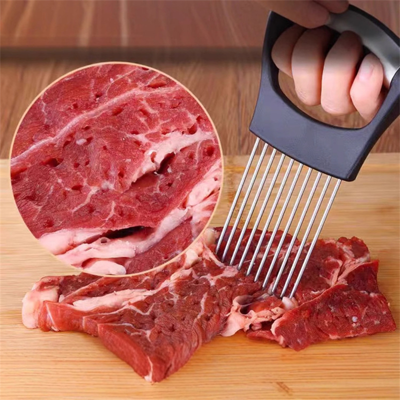 Onion Fork Slicer Stainless Steel Loose Meat Needle Tomato Potato Vegetables Fruit Cutter Safe Aid Tool Kitchen Gadgets