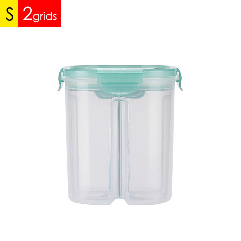 Plastic Container Storage Kitchen Food Storage Container Separator Box Cans Jar with Cover Rotatable Large Capacity Jars R2021: Green Small 1 piece