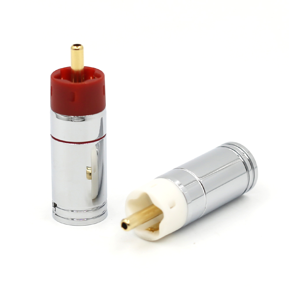 4 pçs alta fidelidade diy 9mm prata chapeado ou banhado a ouro rca plug conector de bronze, alta fidelidade rca jack
