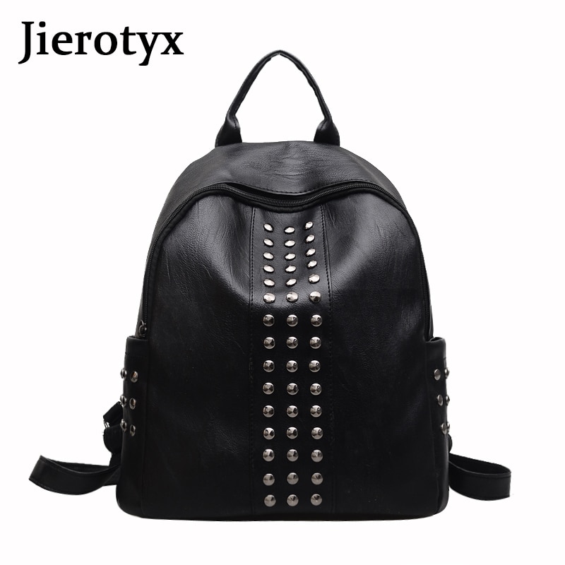 JIEROTYX Rivet Backpack For Teenager Mini Backpack Pu Leather Pouch Purse Luxury Backpack Women Sac A Dos