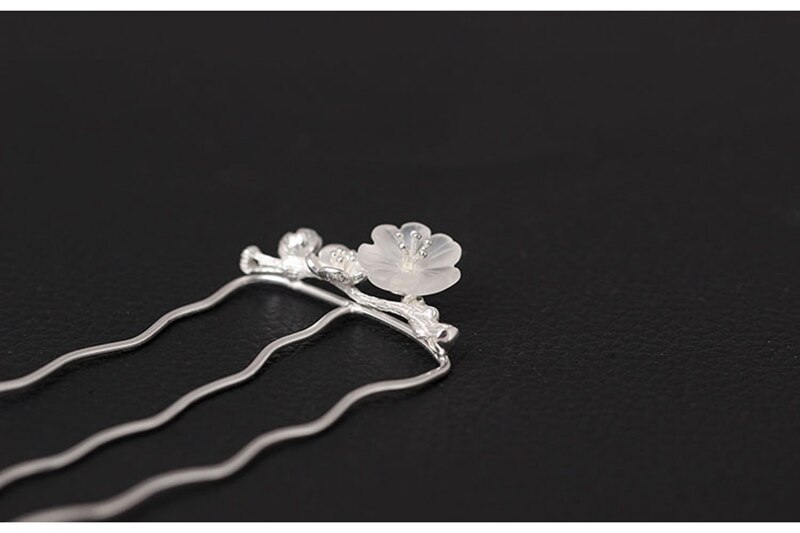 925 sterling silver hairwear Plum blossom Trident Hair Forks vintage ethnic charm beautiful hair jewelry for women: 925 silver