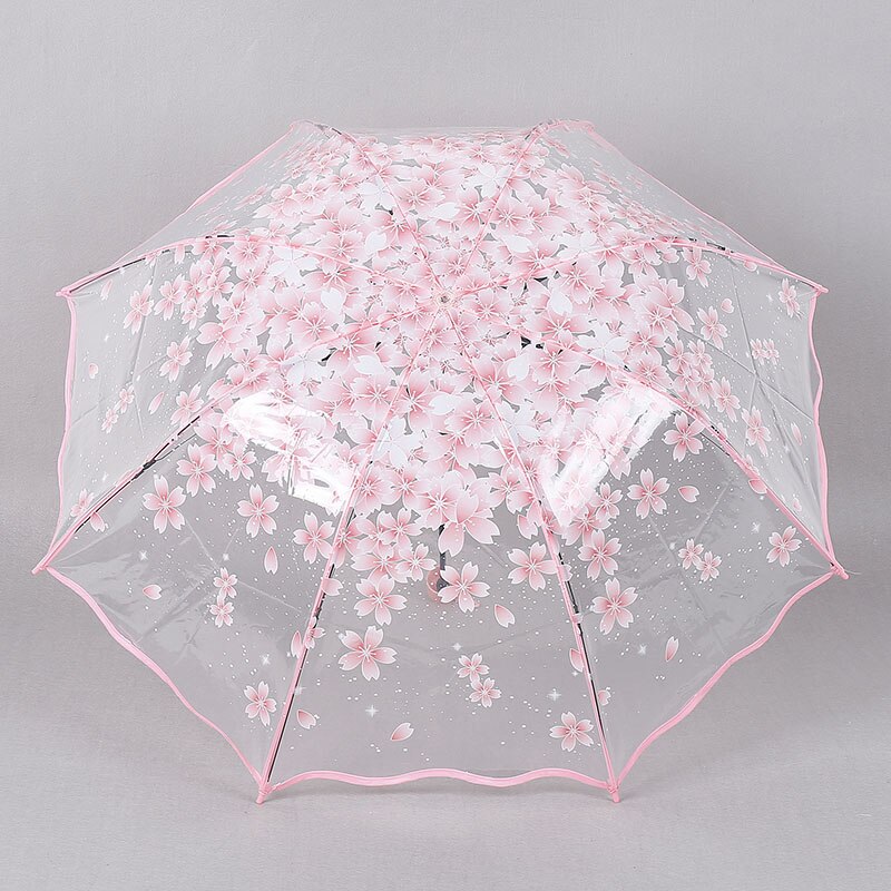 Nyligt kvinder gennemsigtig klar regn parasol foldning romantisk sakura kirsebærblomst paraplyer  te889: Burgunder