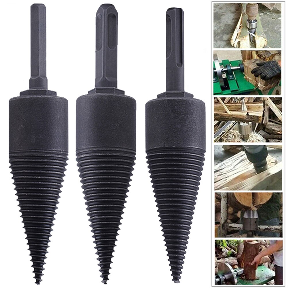 Hexagonal/Square/Round Shank Firewood Drill Bit Chop Wood Splitter Screw Splitting Reamer Tool