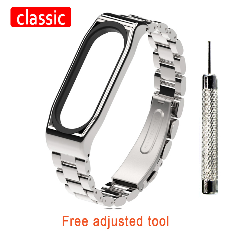 Mijobs Cinturino In Metallo Per Mi Band 4 Cinghia Senza Viti Bracciale In Acciaio Inossidabile Per Xiaomi Mi Banda 4 In Metallo Cinturino di Ricambio: Classic Silver