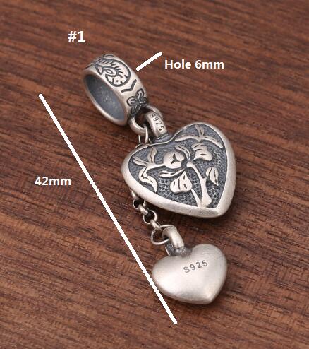 Breloque en forme de cœur en argent Sterling 100% 925, petit pendentif en forme de Lotus bohème, bijoux à faire soi-même, en argent pur 925: Style 1