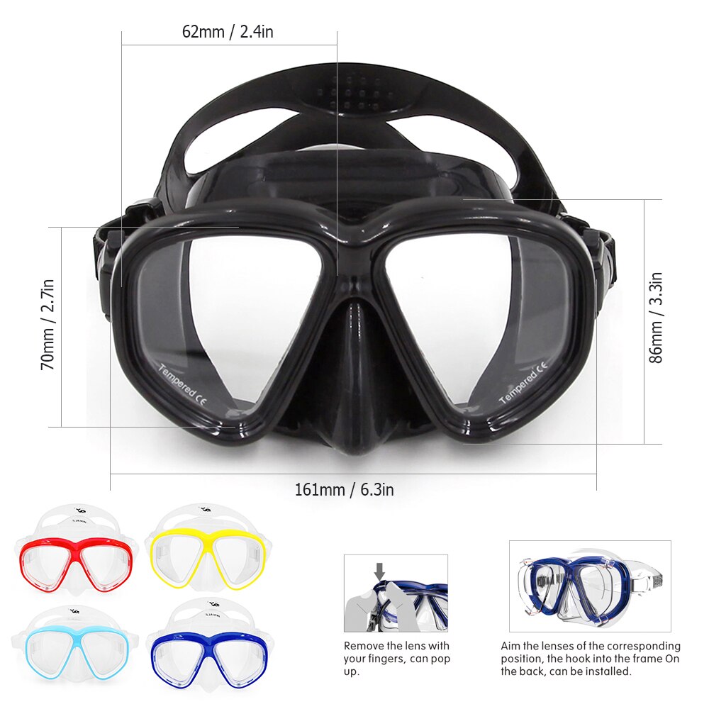 Snorkel Diving Mask - Anti-Fog Wide Vision Goggles - Underwater Sports Unisex Accessory