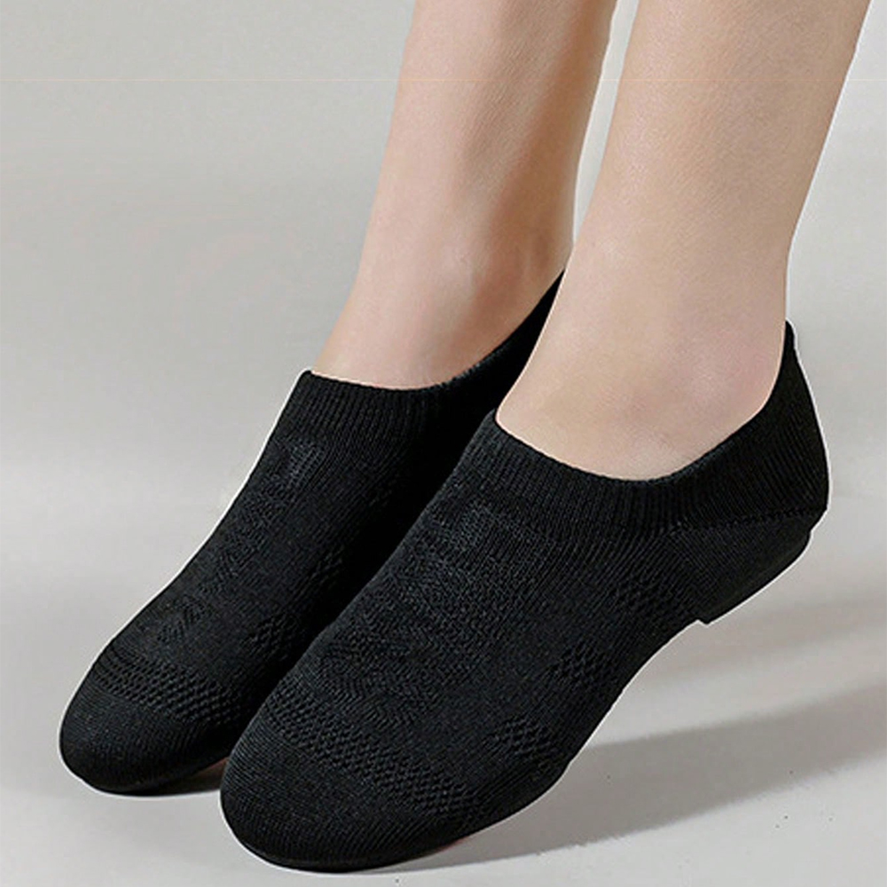 Dame balletsko til indendørssko med flad bund, bløde såler, træningsyogasko til piger, dansesneakers: Sort / 37