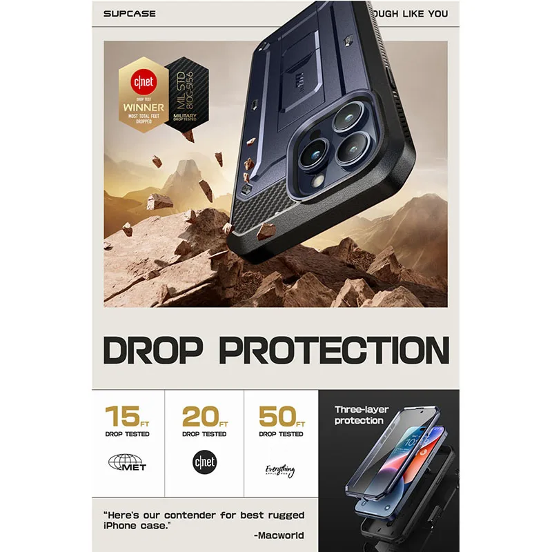 SUPCASE-Coque intégrale UB Pro avec protection d'écran intégrée, étui robuste et robuste, 6.1 pouces, version 2023