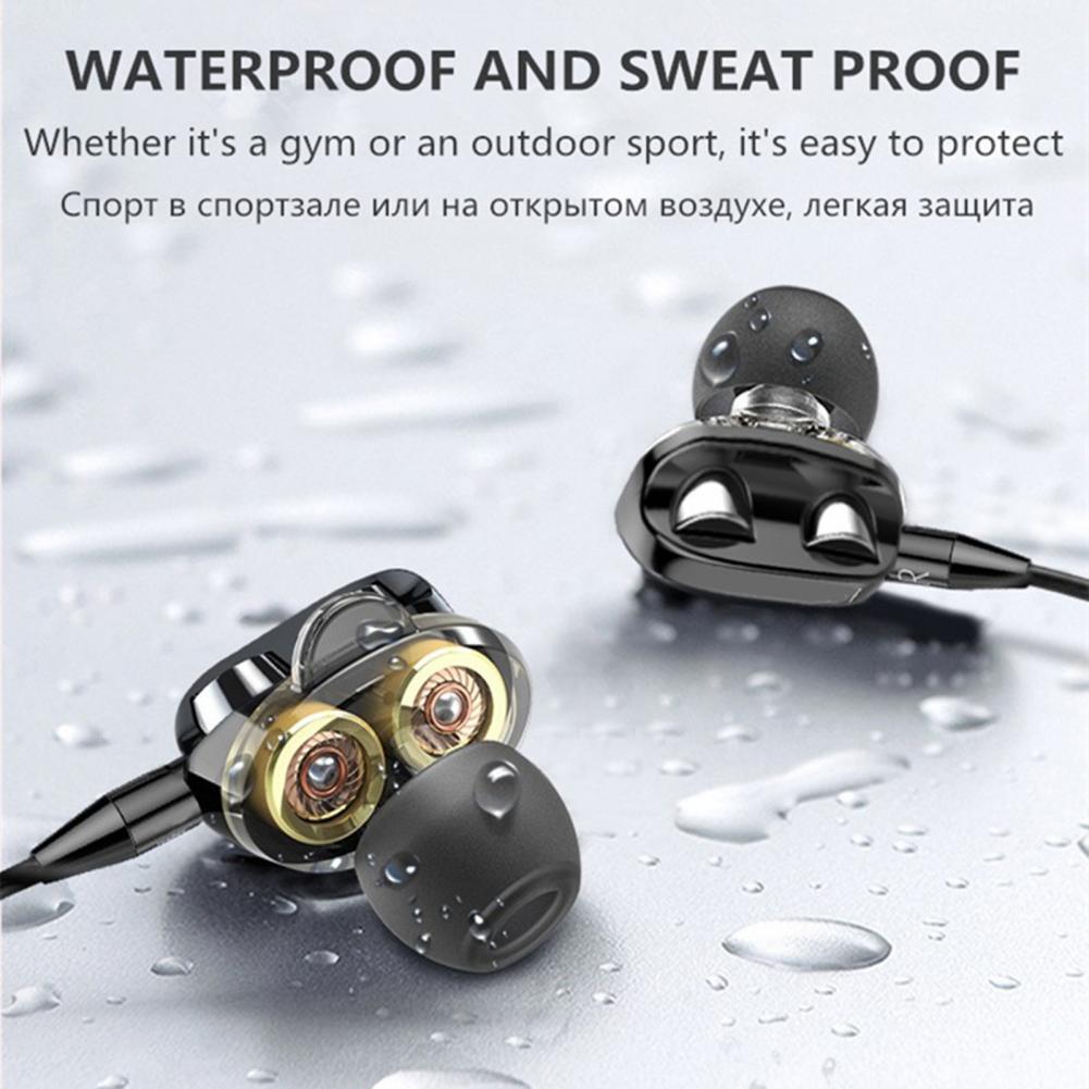 Universal Wired 3.5mm Jack Headset Double Horn 6D Stereo Heavy Bass Music Earphones With Microphone Handsfree In-ear Earbuds