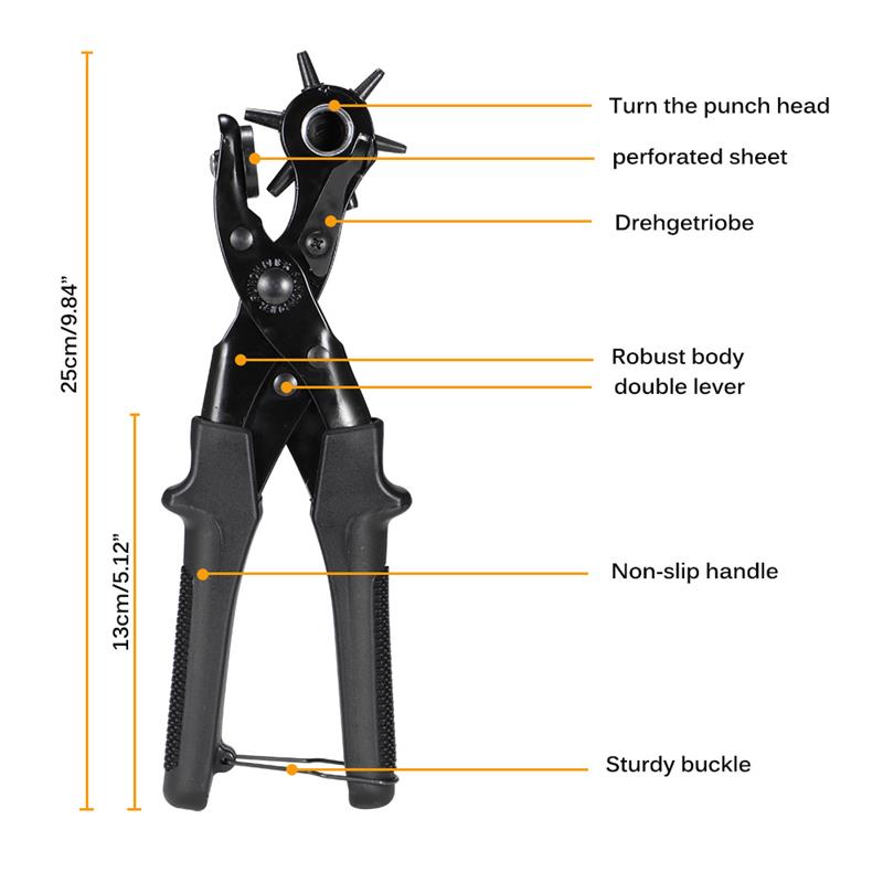 Punch Plier Hole Punching Machine Round Hole Perforator Tool Make Hole Puncher For Watchband Cards Leather Belt 6 Different Hole