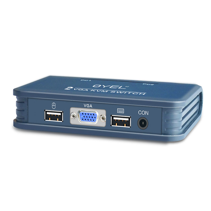 USB+VGA 2-port KVM Switch VGA 2 in 1 Out Computer Keyboard and Mouse Display Sharing Black: Default Title