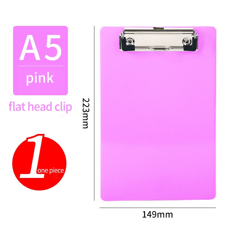 Tekening Schilderen Schrijfbord A4 Klembord Schrijfblok Paperclip Document Bestandsmap Map Kantoor Schoolbenodigdheden WB1204: A5-Pink