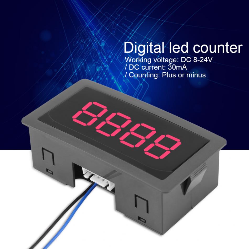 4 digital tæller 0-9999 hukommelsesfunktion elektronisk totalizer op/ned plus/minus tællemåler  dc 8-24v