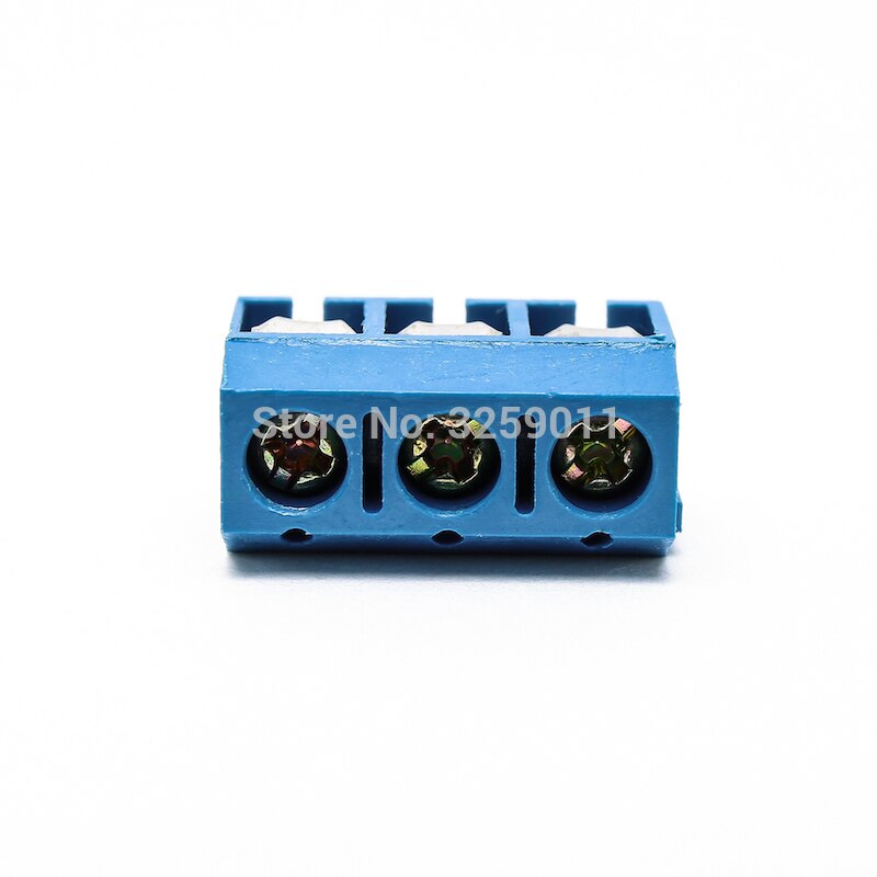 10PCS Small Electrical Connectors KF 301-3P Blue Copper 5.0mm Straight Pin PCB Screw Terminal Block Connector