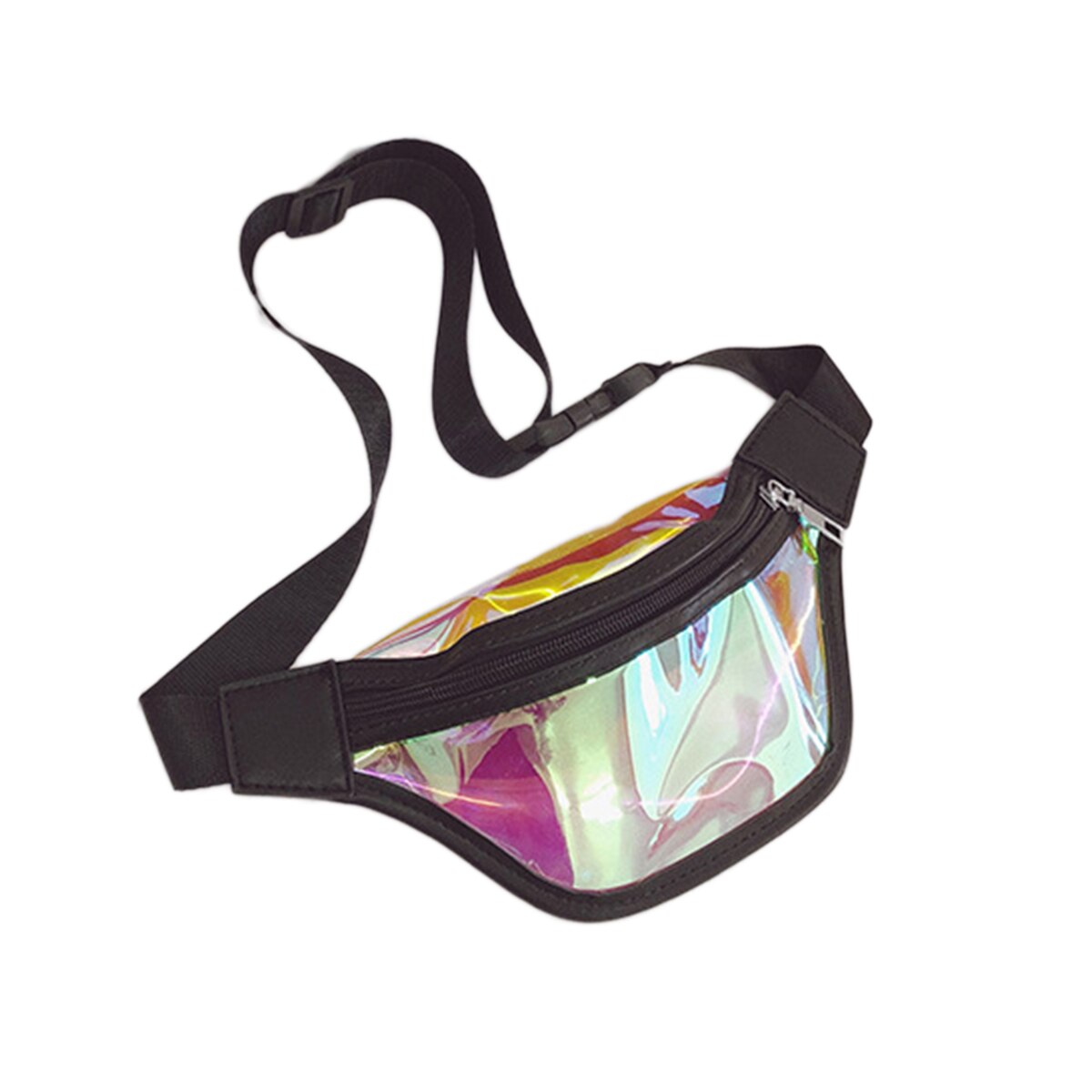 Doorzichtige heuptas voor kinderen, glanzende heuptas, waterdichte reistas, heuptas, outdoor boodschappentassen van pvc: Zwart