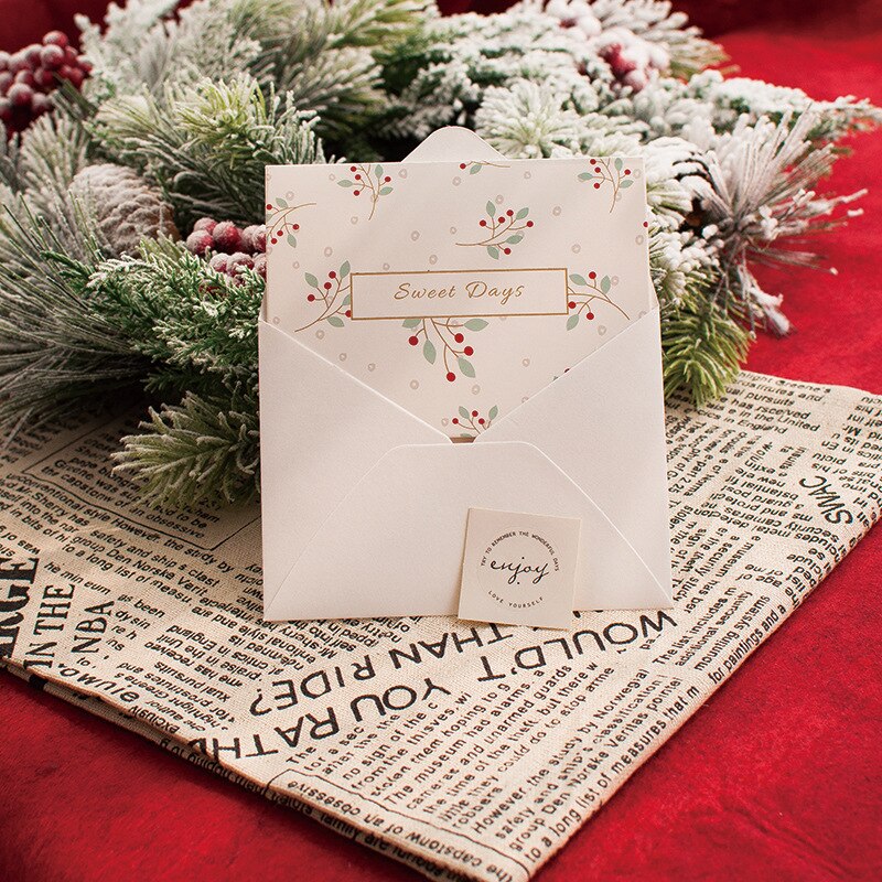 5 uds. Tarjetas de felicitación creativas de flores y plantas con adhesivo para sobres invitaciones para bodas, cumpleaños, , suministros de decoración