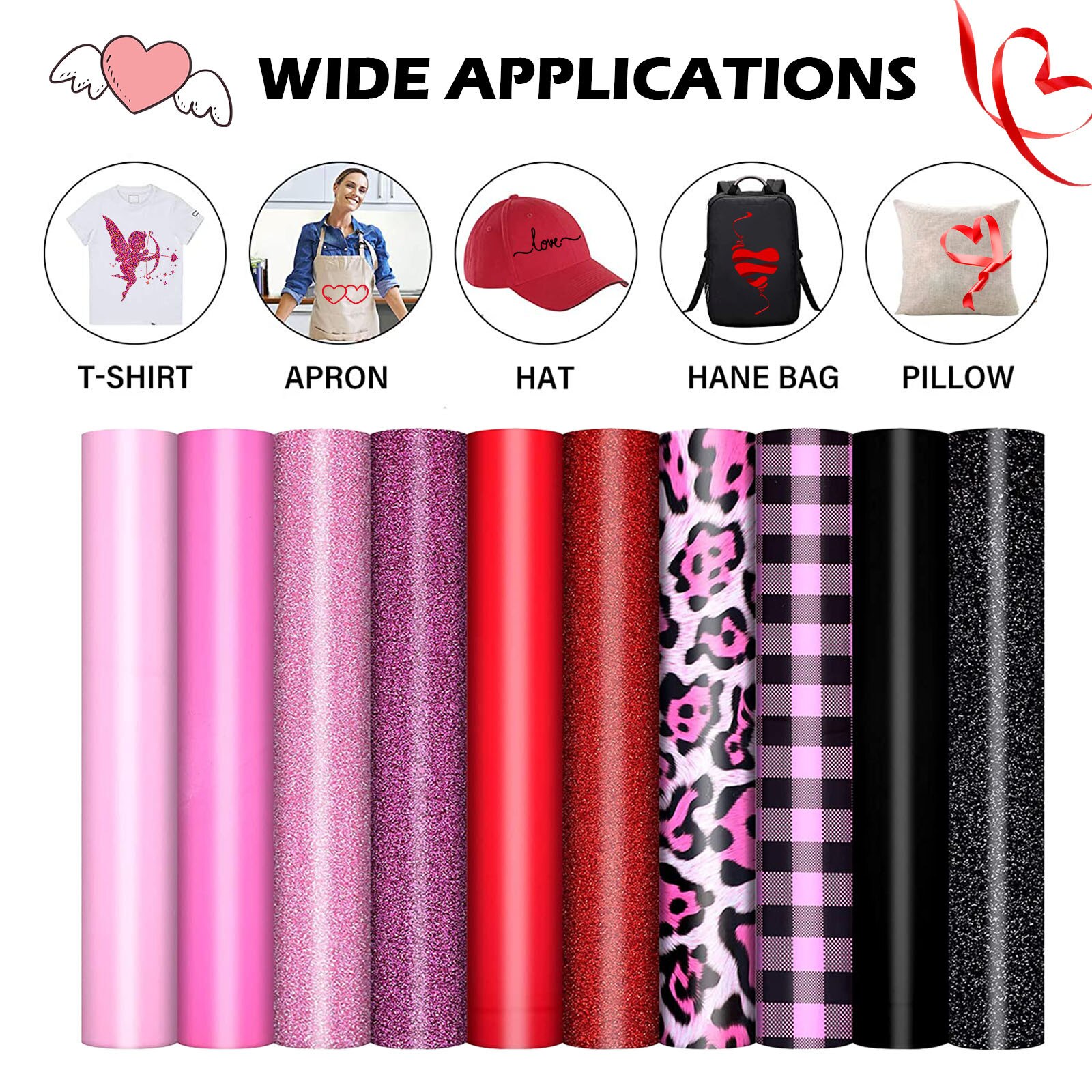 10 Roll Vinyl Heat Transfer Iron On Diy Garment Film Silhouette Paper Art With Valentine's Day For Lovers Family