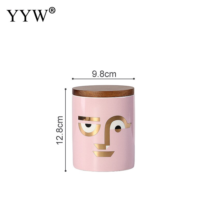 Modern Storage Jars Human Face Cans For Storage Spices Cereals Bulk Food Container Storage In The Kitchen Home Bank Ceramic Jar: hot pink