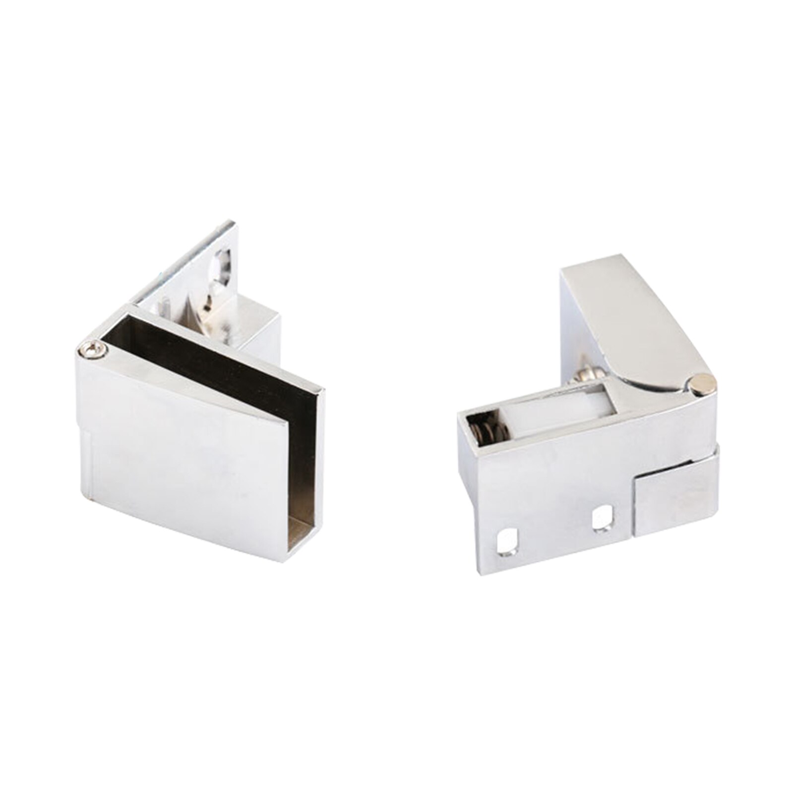 1 pair Self-closing Glass Door Hinge No Drilling Frameless Clamp Side Mounted Zinc Alloy Hardware Furniture Accessories: Silver