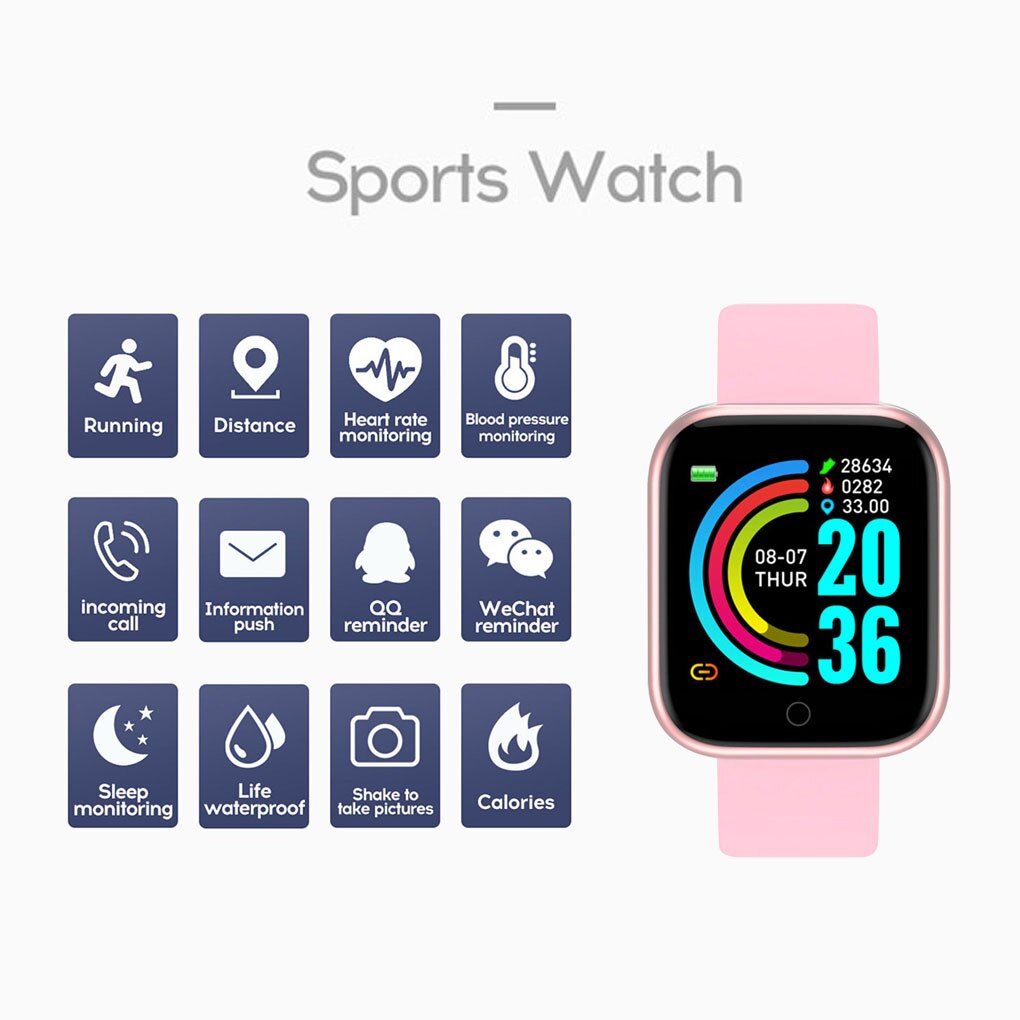 Montre connectée Y68, Bluetooth 4.0, moniteur de fréquence cardiaque, pression artérielle, rappel de Massage, Fitness