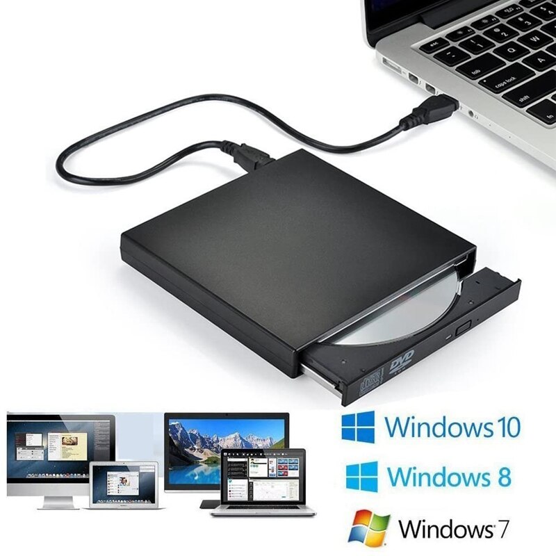 Lecteur CD externe USB2.0, lecteur DVD externe Portable, lecteur de graveur Combo USB CD-RW DVD-R Portable mince pour ordinateur Portable Noteb