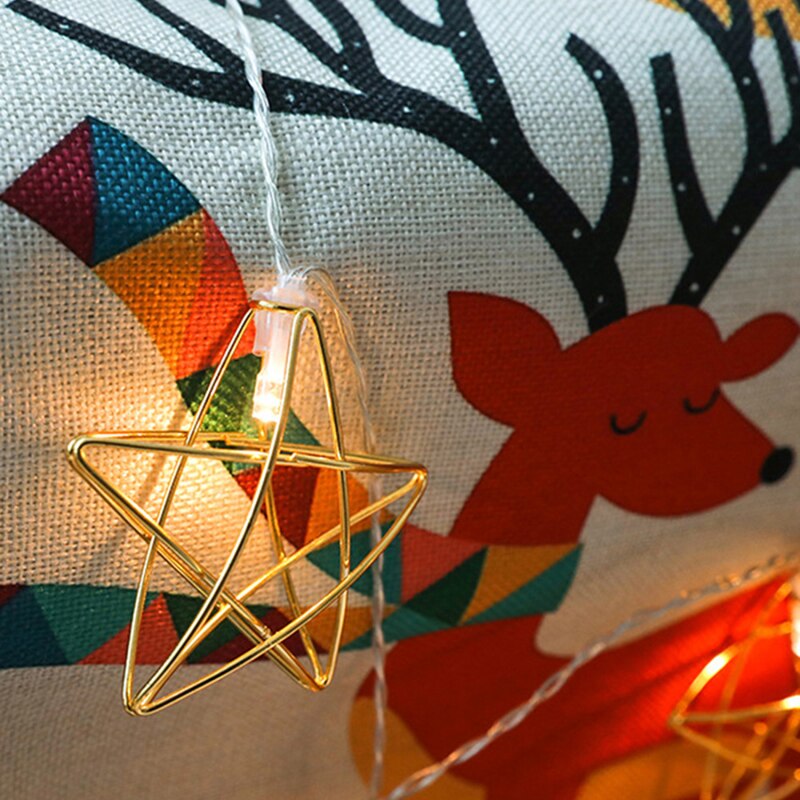 Vijfpuntige Ster Led Kerstverlichting String Light Metal Battery Operated Kerstverlichting Voor Halloween Party Bruiloft Decoratie