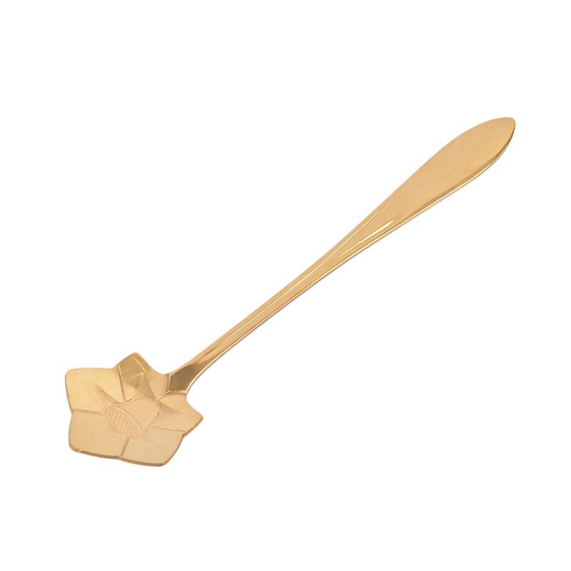 1pcs Stainless Steel Spoon Vintage Gold Flower Spoons Small Coffee Tea Spoon Fancy Sugar Dessert Teaspoon Bar Cafe Tableware: C