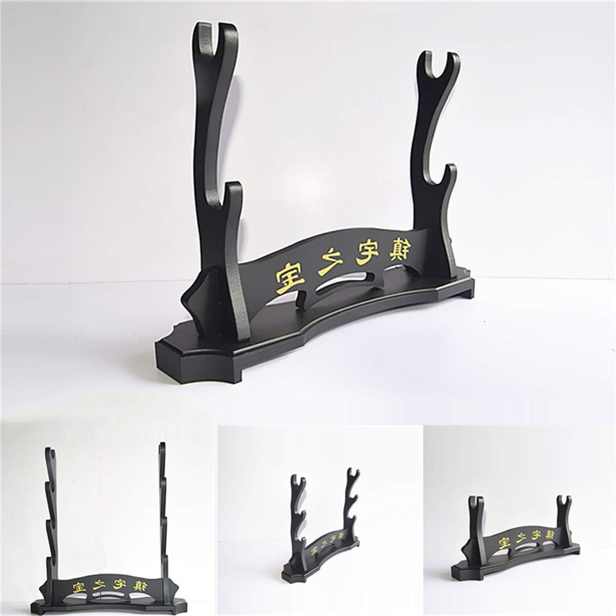 Japansk samurai sværdholder sort træ vægmontering samurai sværd katana holder stand bøjle beslag rack display 1/2/3 /4 lag