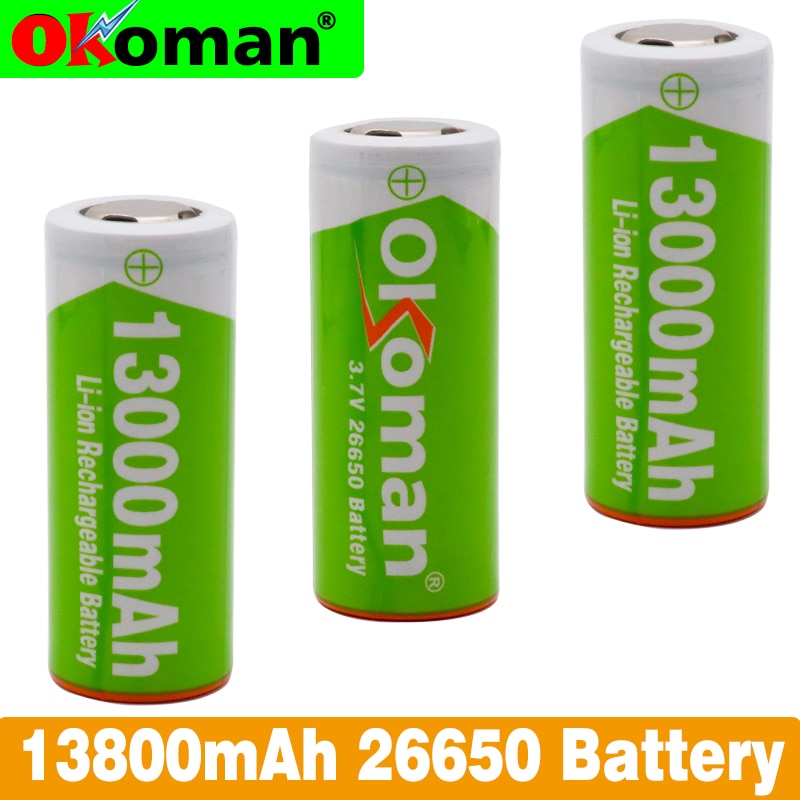 original 26650 Lithium Battery 3.7V 13000mAh High Capacity 26650 Rechargeable Battery Suitable for Flashlight