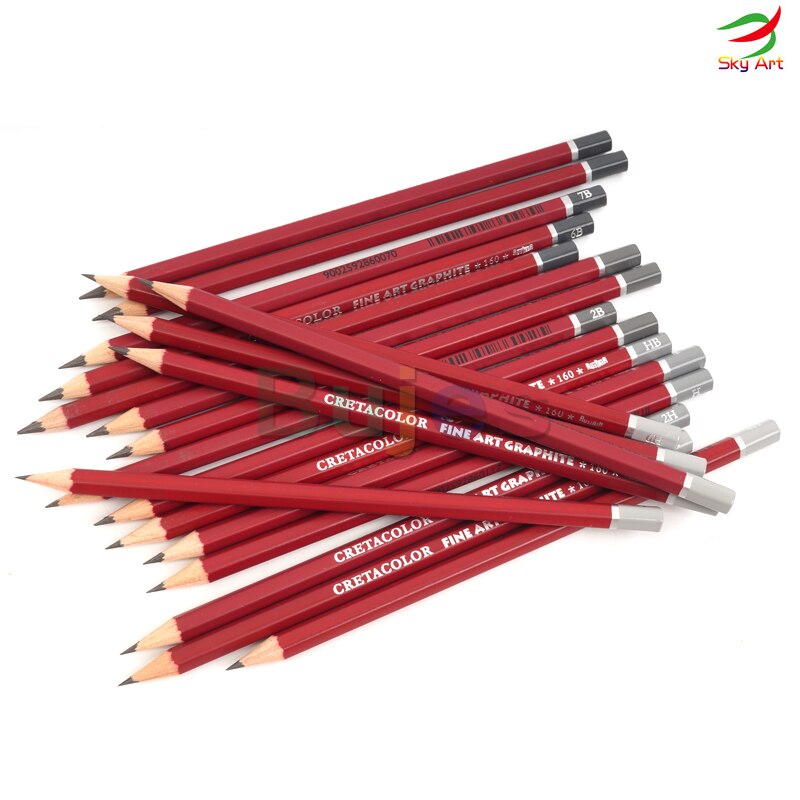 Cretacolor Cleos Fine Art Graphite Pencils 9B 8B 7B 6B 5B 4B 3B 2B B HB F 2H NIB, hexagonal barrel ,Traditional hard cedar wood
