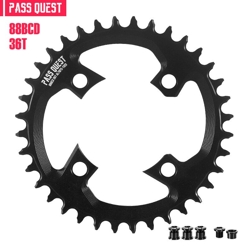 Pass Quest round-piñón estrecho 88bcd para bicicleta, Piñón redondo adecuado para Shimano XTR985, 32t, 34t, 36t, 38t, 40t, 42t, 44t: 36T