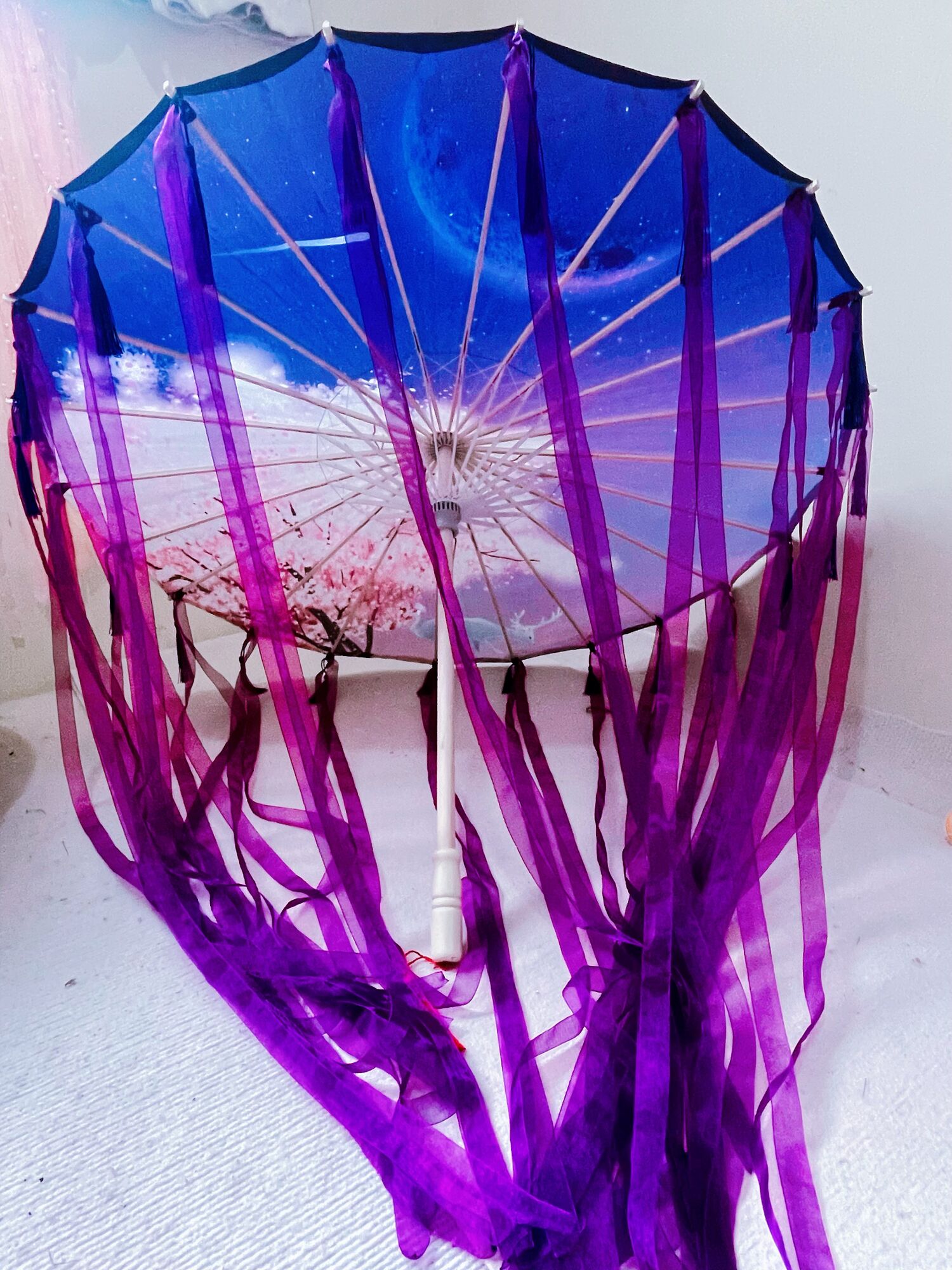 82cm Chinese Dance Performance Lace Car Umbrella Shade Classical Hanfu Oil Paper Umbrella Fairy Ancient Parasol Paraguas Inverso: VIOLET/紫罗兰