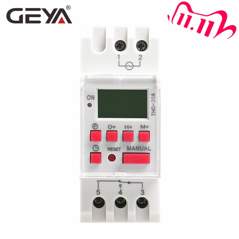 Geya thc -20a programmerbar timer med batteri 7 dagars strömbrytare 20a dc timers 12v 24 v 110v 220v 240v