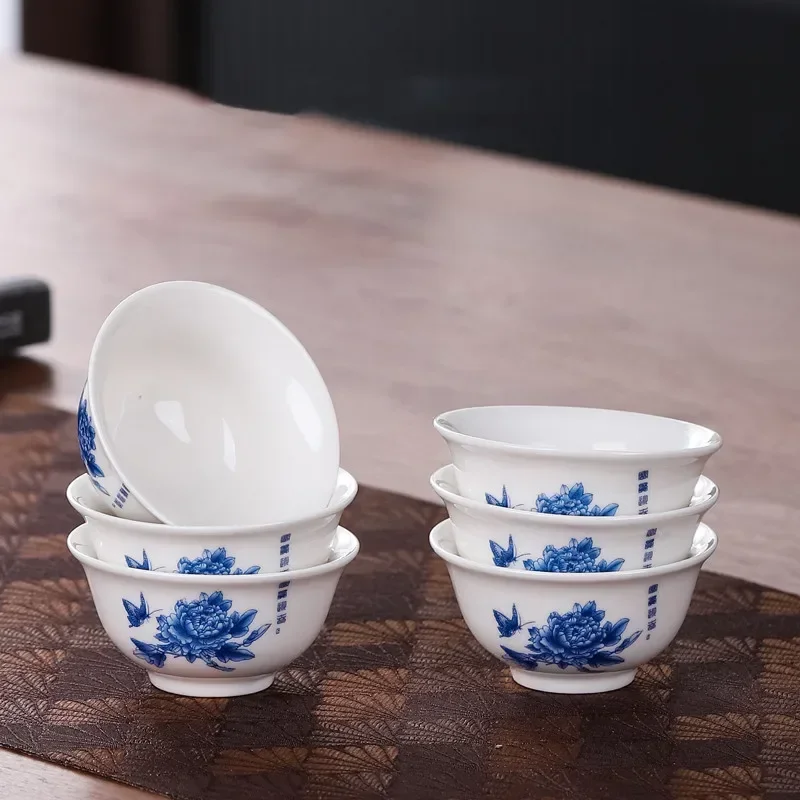 Juego de 6 unidades de taza de té con pintura de paisaje pintada a mano, taza maestra de Boutique hecha a mano, suministros de artículos de té chinos, accesorios para la ceremonia del té: Amarillo claro