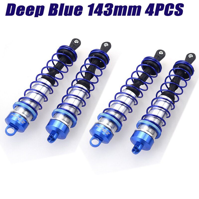 ZD Racing 4PCS Metal Shock Absorber 120mm Front&amp;143mm Rear Damper Suspension for 1/8 RC Car HSP DHK HPI Traxxas JLB Wltoys Drift: D Blue 4PCS 143mm