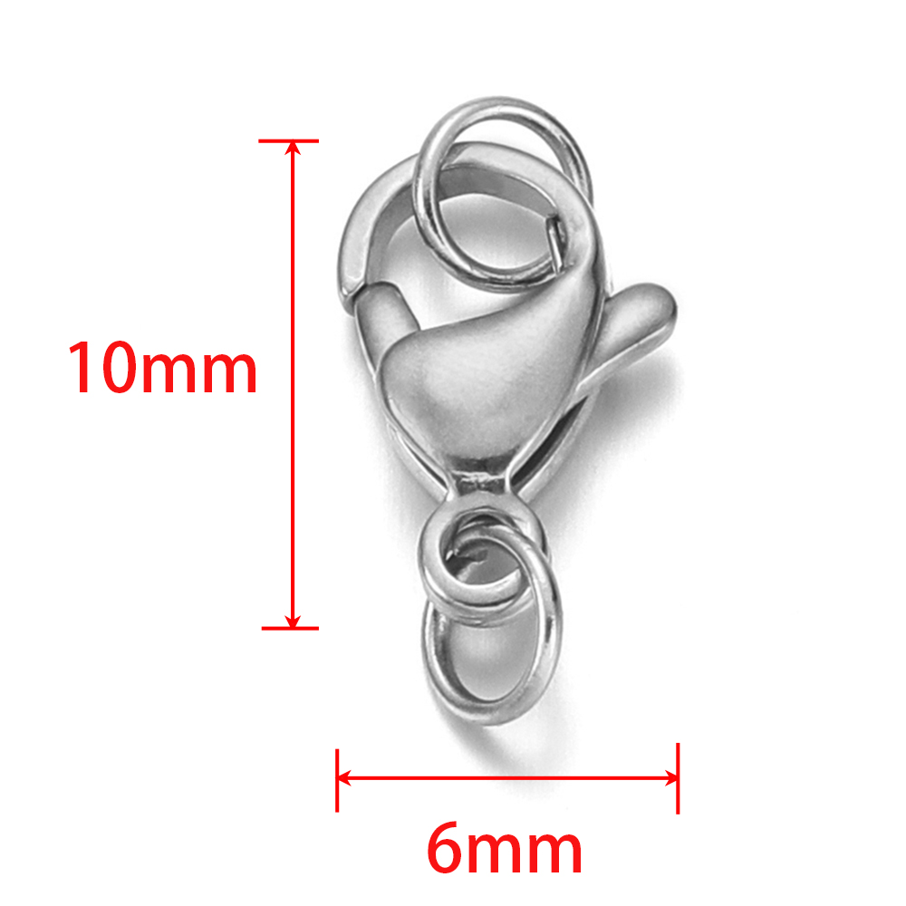 25 uds cierre de langosta de acero inoxidable con anillos de salto para cadena DIY collar pulsera joyería hacer hallazgos suministros conector: Gris