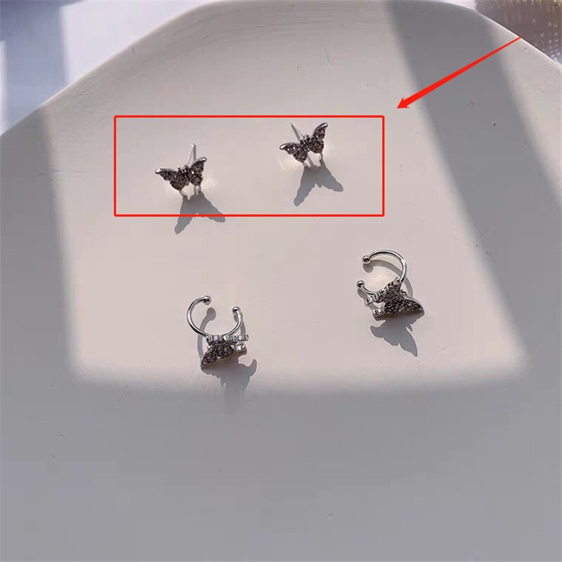 Kpop mini minimalistisk sommerfugl fe skinnende udsøgt æstetisk øreben klip ingen piercinger øreringe til kvinder egirl bff smykker: Et par øreringe