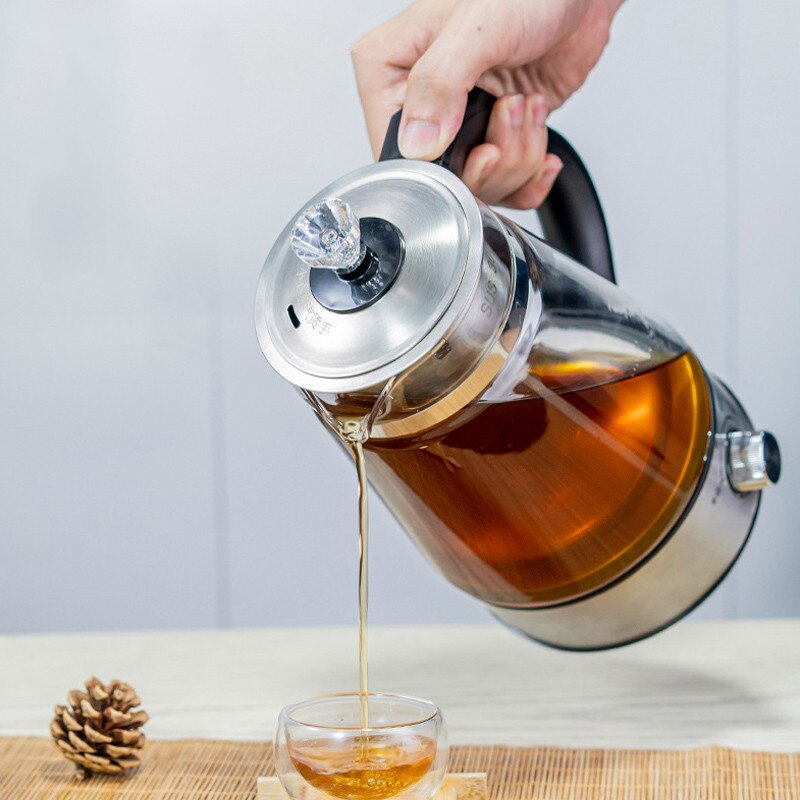 1l elkedel kaffe te maskine sort pu 'er glas te maker automatisk damp spray tekande kedler sundhed pot