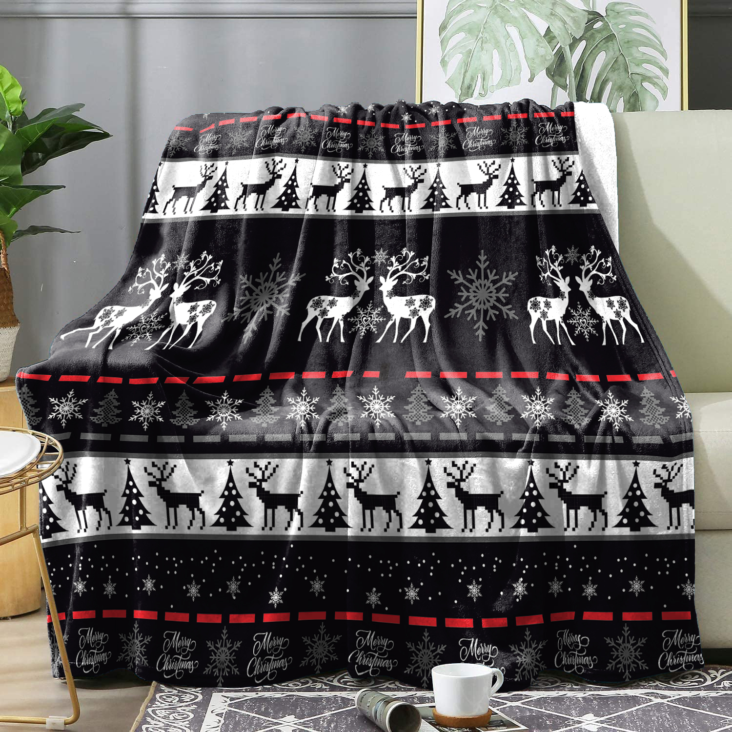 Red Christmas Snowman Winter Blanket Bedspreads Christmas Theme Pattern Flannel Blankets Bedding Cover Knee Blankets Decor Sofa: Queen / green