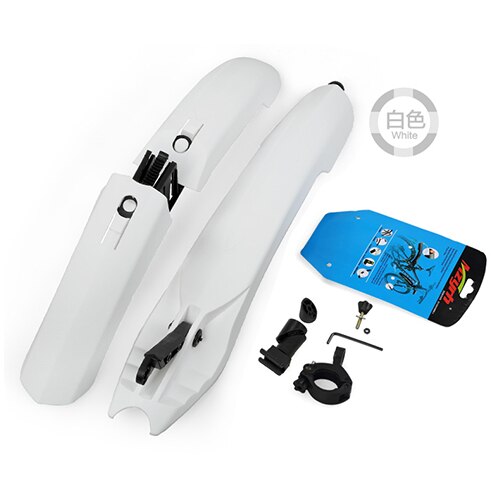 Staart Led-verlichting Mtb Fiets Spatbord Spatbord Mountainbike Voor Achter Spatbord Vleugel Plastic Fietsen Spatbord Onderdelen Accessoires: WHITE