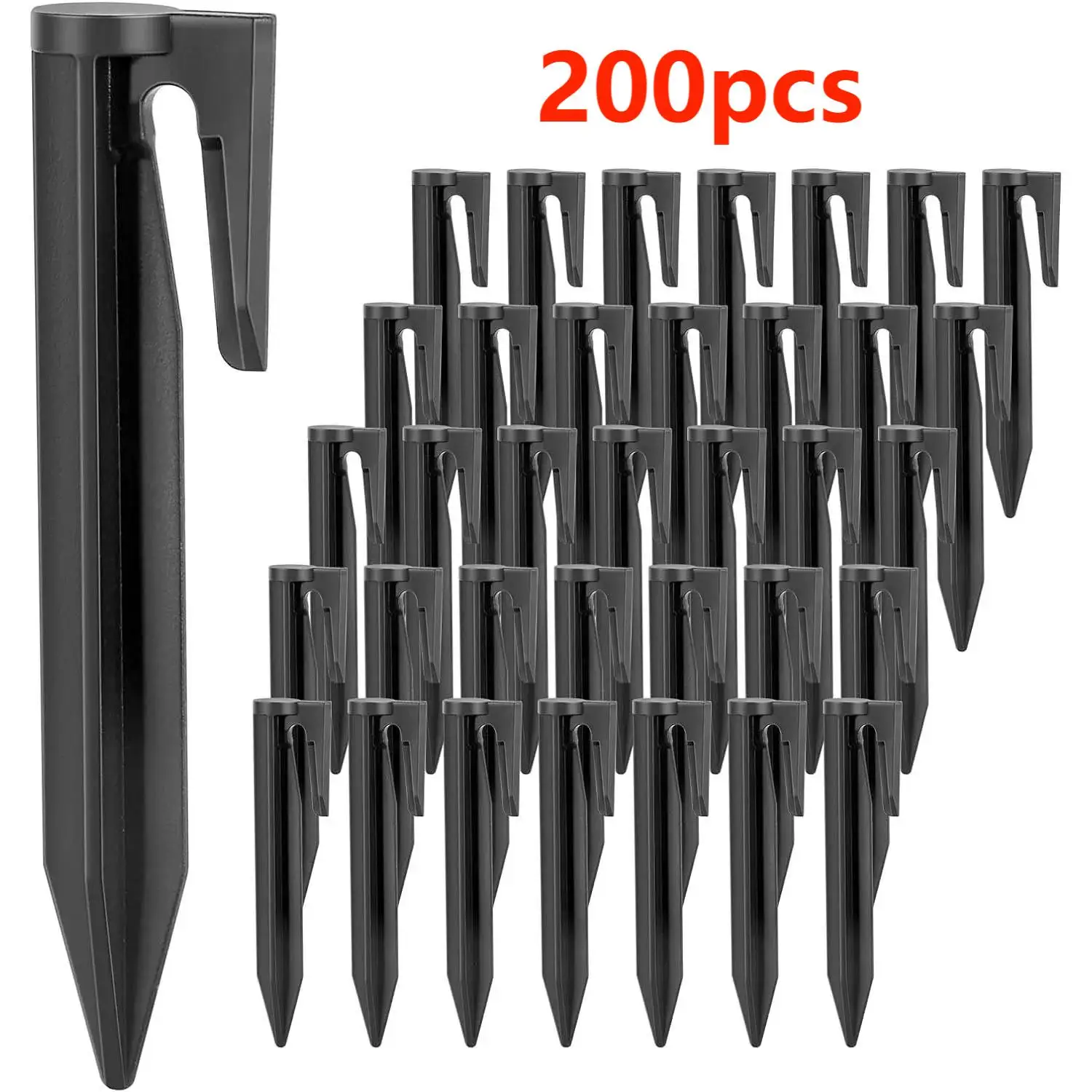 50/100/200pcs Garden Lawn Mower Pegs Environment-friendly Plastic Ground Pegs Laying Boundary Cables Robotic Lawn Mower Tools: black