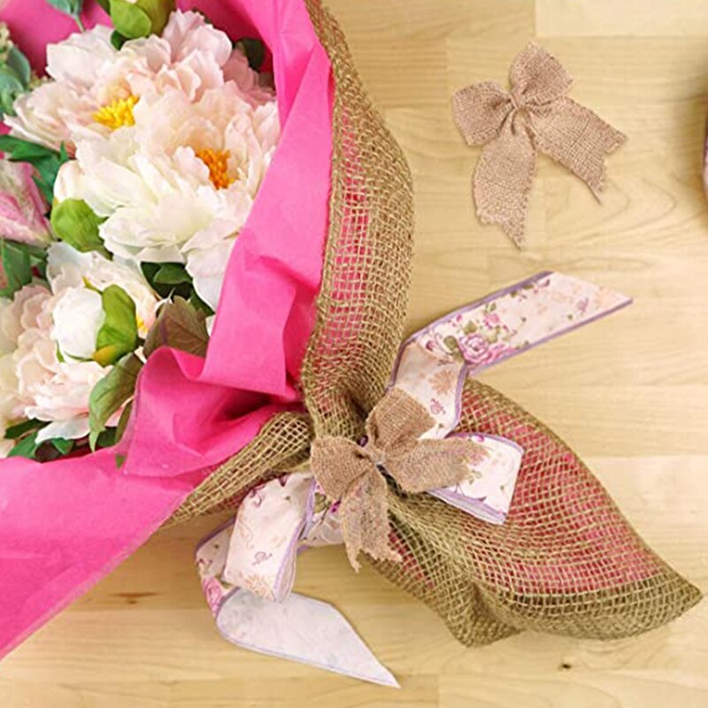 30 stuks jute strikken, jute strik knoop, handgemaakte jute voor kerstversiering, boom, festival, feestbenodigdheden