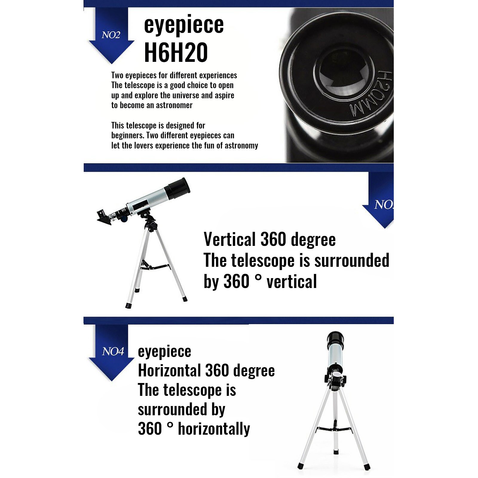 1pcs Telescope Wide-angle Astronomical Telescope Beginner Monocular Lunar Observation Tele Telescopio Telescope Astronomic