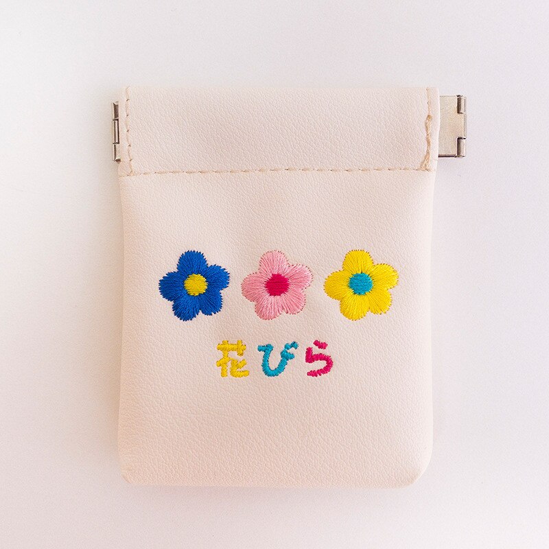 Milkjoy Flower Embroidery Cute Coin Purse Bentoy Airpods Headphone Bag Leather Mini Storage Case For Women