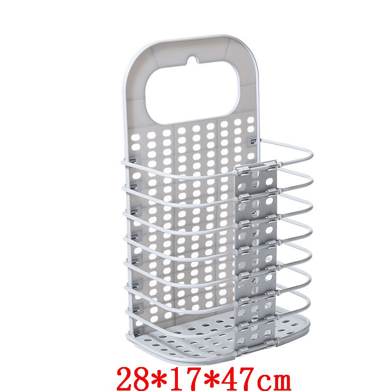 Portable Wall Hanging Laundry Basket Underwear Socks Barrel Bucket Clothing Storage Bag Foldable Bathroom Laundry Organizer: Grey S
